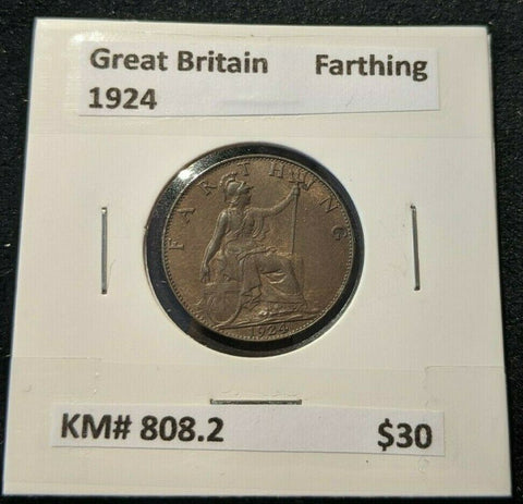 Great Britain 1924 1/4d Farthing KM# 808.2