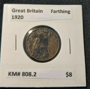 Great Britain 1920 1/4d Farthing KM# 808.2