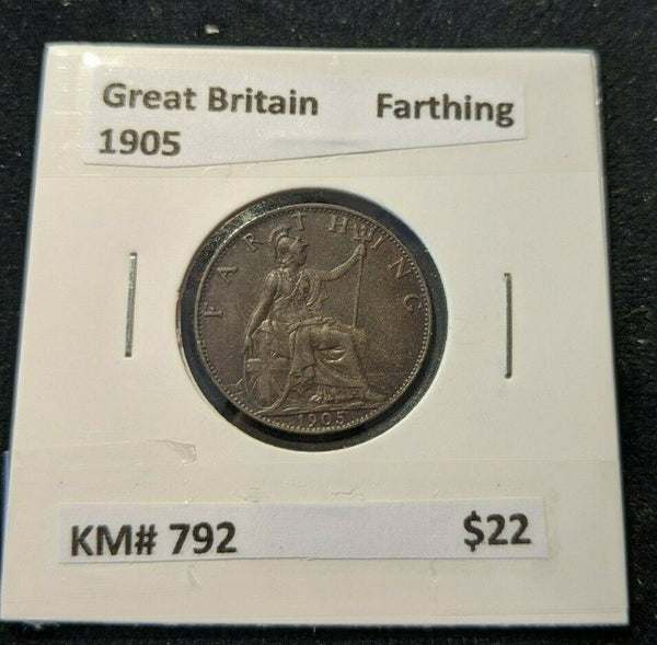 Great Britain 1905 1/4d Farthing KM# 792