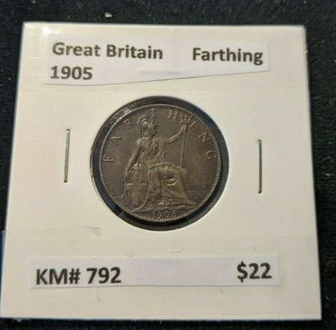 Great Britain 1905 1/4d Farthing KM# 792