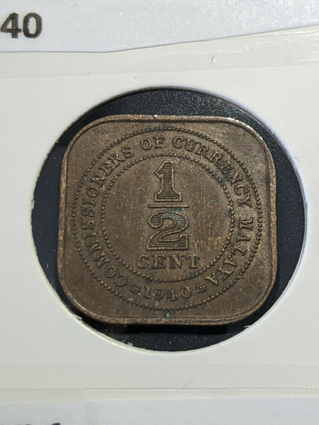 Malaya 1940 Half Cent 1/2c KM# 1