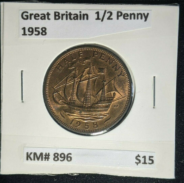 Great Britain 1958 1/2d Half Penny KM# 896         #258   #16A