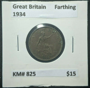 Great Britain 1934 1/4d  Farthing KM# 825         #339