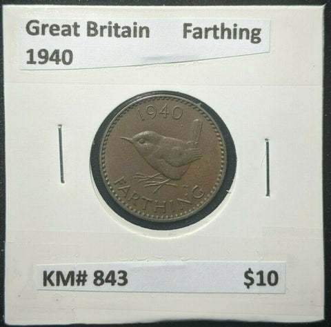 Great Britain 1940 1/4d  Farthing KM# 843         #197