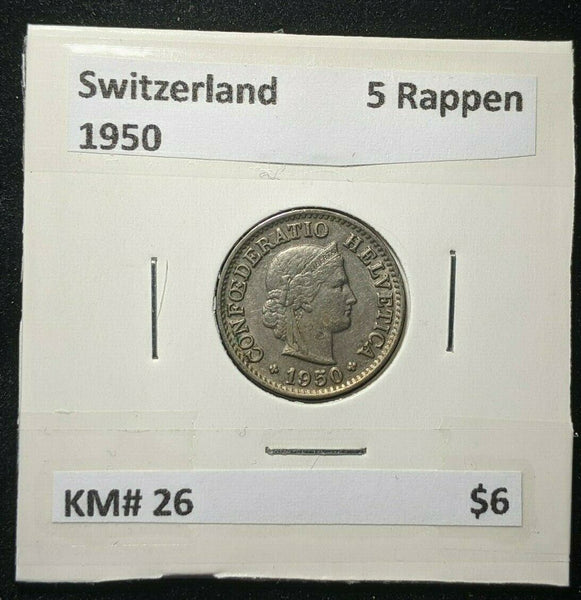 Switzerland 1950 5 Rappen KM# 26      #0091    #12B