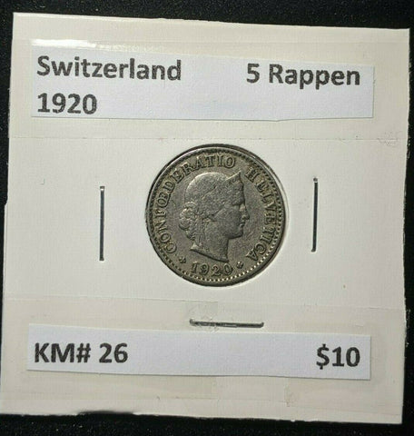 Switzerland 1920 5 Rappen KM# 26      #0095    #12A