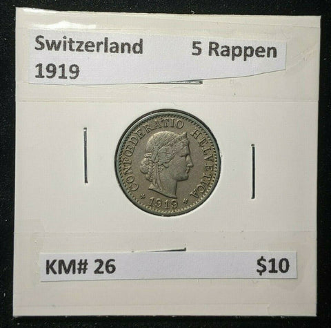 Switzerland 1919 5 Rappen KM# 26      #0201    #12A