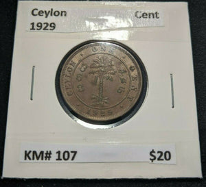 Ceylon 1929 Cent KM#107  #109