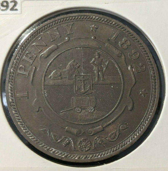 South Africa 1892 Penny 1d KM# 2    #057