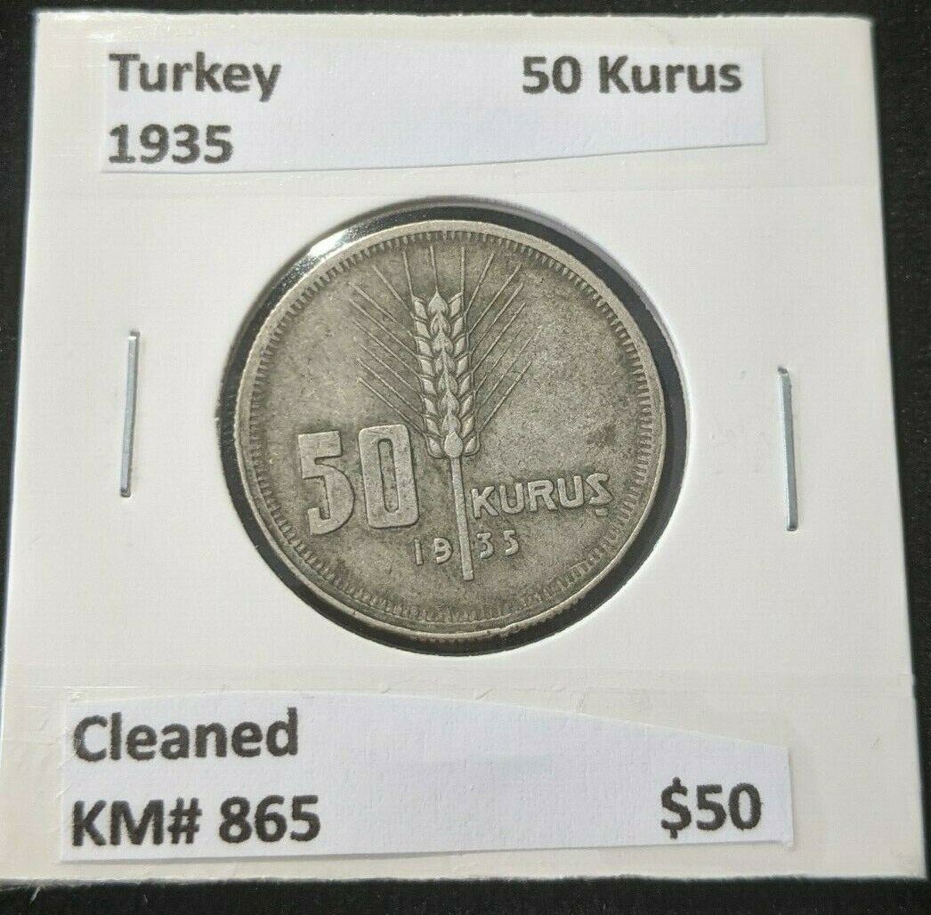 Turkey 1935 50 Kurus KM# 865 Cleaned     #082   10B