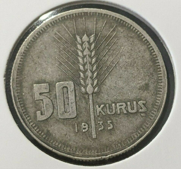 Turkey 1935 50 Kurus KM# 865 Cleaned     #082   10B