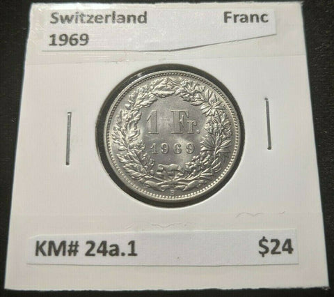 Switzerland 1969 1 Franc KM# 24a.1      #0194	#20B