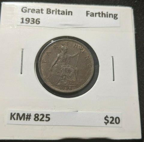 Great Britain 1936 1/4d Farthing KM# 825    #317