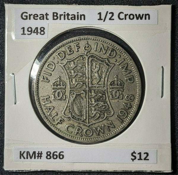 Great Britain 1948 1/2 Crown KM# 866    #693