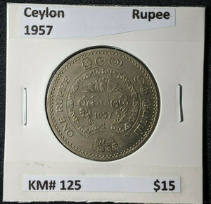 Ceylon 1957 Rupee KM# 125    #029