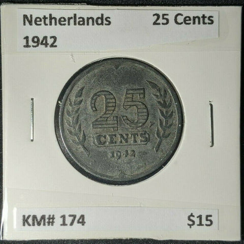 Netherlands 1942 25 Cent KM# 174    #118