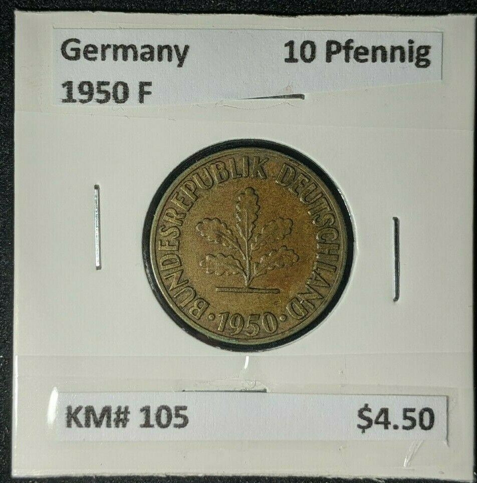 Germany 1950 F 10 Pfenning KM# 105    #0687  8A