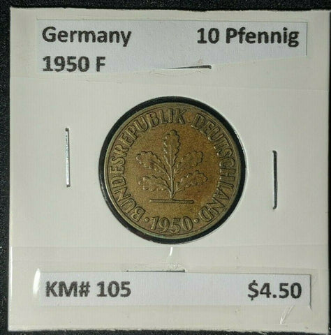Germany 1950 F 10 Pfenning KM# 105    #0687  8A