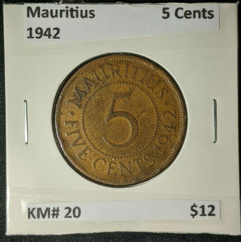 Mauritius 1942 5 Cents KM# 20    #220