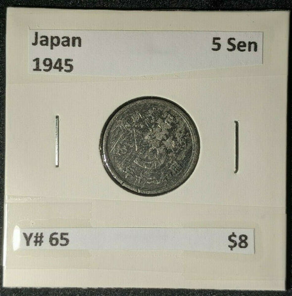 Japan 1945 5 Sen Y# 65    #242  10A