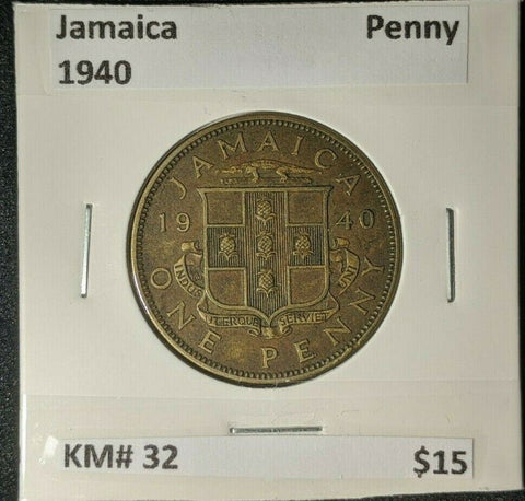 Jamaica 1940 Penny KM# 32    #015  10A