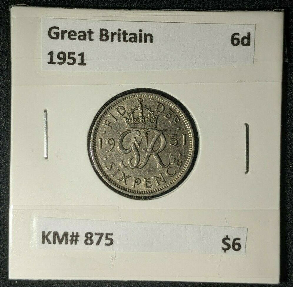 Great Britain 1951 Sixpence 6d KM# 875  #311