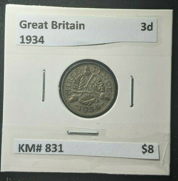 Great Britain 1934 Threepence 3d KM# 831 #133	16B