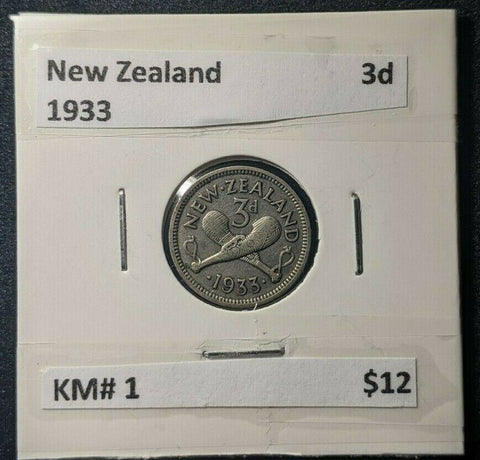 New Zealand 1933 Threepence 3d KM# 1   #333