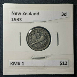 New Zealand 1933 Threepence 3d KM# 1   #433