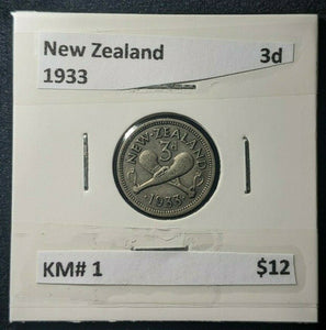 New Zealand 1933 Threepence 3d KM# 1   #335