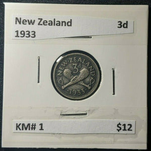 New Zealand 1933 Threepence 3d KM# 1   #192