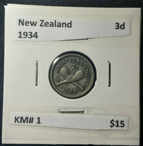 New Zealand 1934 Threepence 3d KM# 1   #210