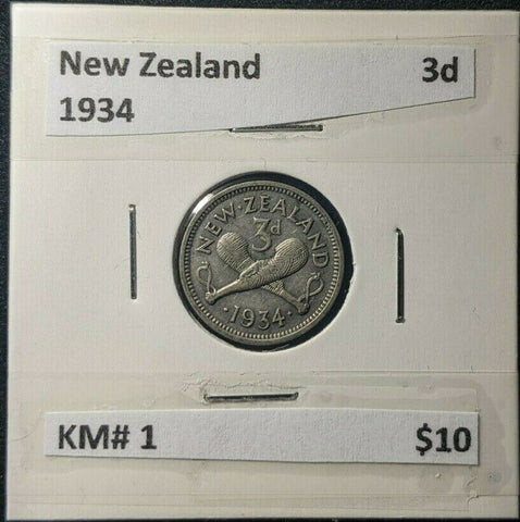 New Zealand 1934 Threepence 3d KM# 1   #747
