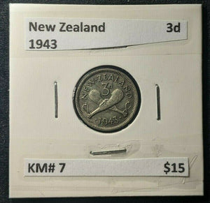 New Zealand 1943 Threepence 3d KM# 7   #445