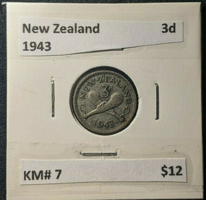 New Zealand 1943 Threepence 3d KM# 7   #372