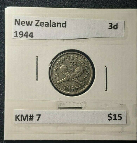 New Zealand 1944 Threepence 3d KM# 7   #802