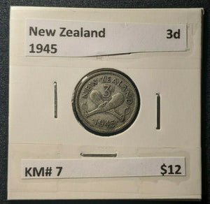 New Zealand 1945 Threepence 3d KM# 7   #042