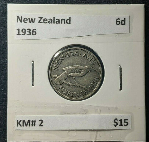 New Zealand 1936 Sixpence 6d KM# 2   #619