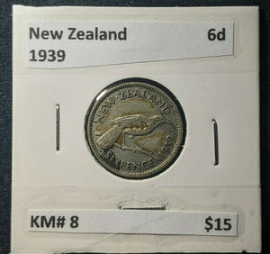 New Zealand 1939 Sixpence 6d KM# 8   #700