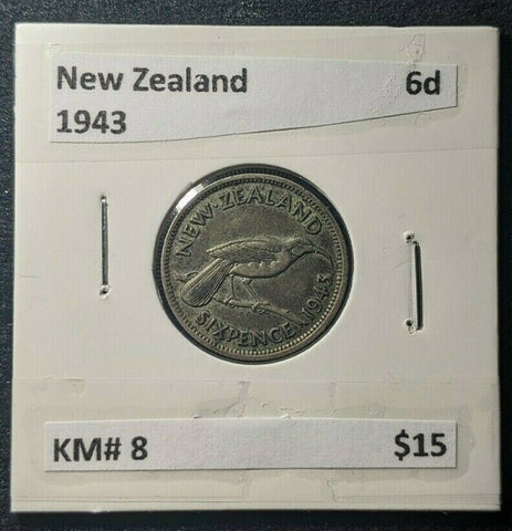 New Zealand 1943 Sixpence 6d KM# 8   #723