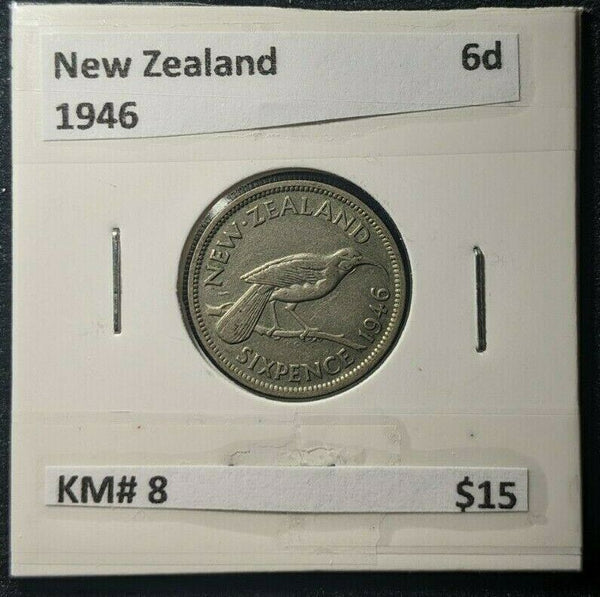 New Zealand 1946 Sixpence 6d KM# 8   #207