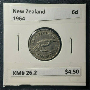 New Zealand 1964 Sixpence 6d KM# 26.2   #470