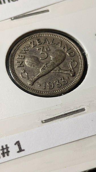 New Zealand 1933 Threepence 3d KM# 1   #443