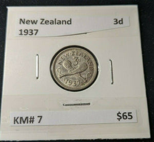 New Zealand 1937 Threepence 3d KM# 7   #093