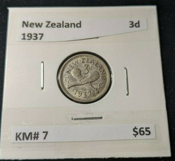 New Zealand 1937 Threepence 3d KM# 7   #093