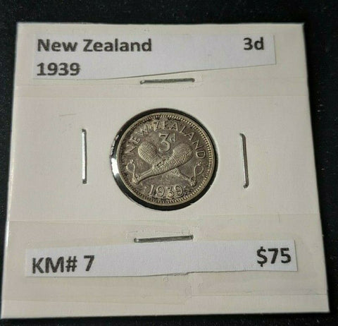 New Zealand 1939 Threepence 3d KM# 7   #130