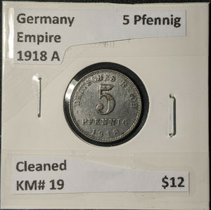 Germany Empire 1918 A 5 Pfennig KM# 19 Cleaned    #179  7B