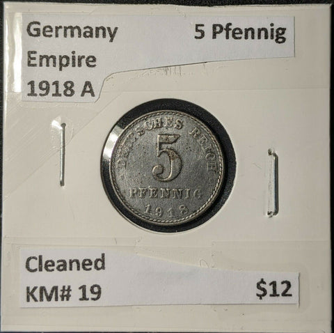 Germany Empire 1918 A 5 Pfennig KM# 19 Cleaned    #179  7B