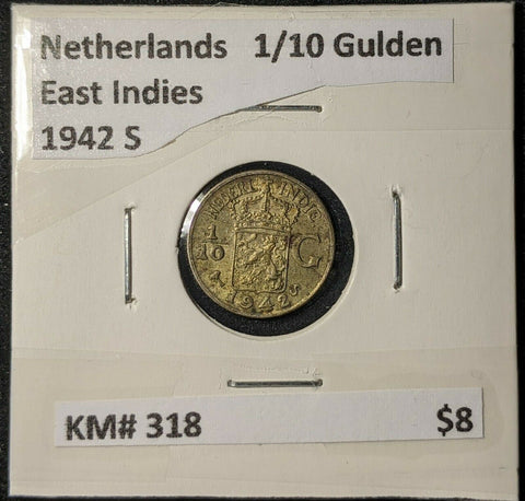 Netherlands East Indies 1942 S 1/10 Gulden KM# 318          #090