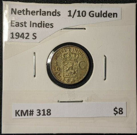Netherlands East Indies 1942 S 1/10 Gulden KM# 318          #467